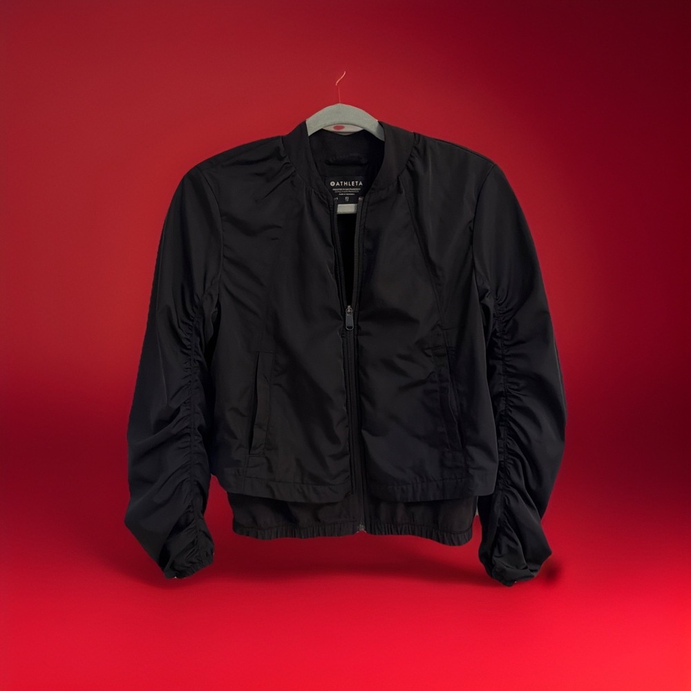 Athleta Wayfarer Blouson Bomber Jacket Black Women's Size XS TP Small Petite New